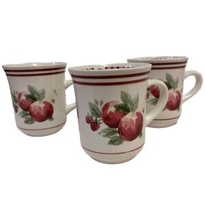 PFALTZGRAFF Delicious Retired Apples Cherries Set of 3 Mugs Coffee Cups